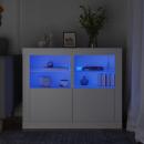Beistellschränke mit LED-Leuchten 2 Stk. Weiß Holzwerkstoff