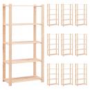 Lagerregale 5 Böden 10 Stk. 80x38x170cm Massivholz Kiefer 250kg