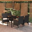 5-tlg. Garten-Essgruppe mit Kissen Schwarz