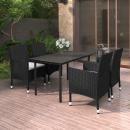 5-tlg. Garten-Essgruppe mit Auflagen Poly Rattan und Glas