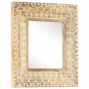 Spiegel Handgeschnitzt 50x50x2,6 cm Massivholz Mango
