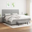 Boxspringbett mit Matratze Hellgrau 200x200 cm Stoff