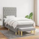 Boxspringbett mit Matratze Hellgrau 90x200 cm Stoff
