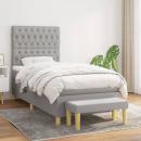 Boxspringbett mit Matratze Hellgrau 100x200 cm Stoff
