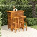 3-tlg. Gartenbar-Set Massivholz Akazie