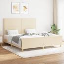 Bettgestell mit Kopfteil Creme 180x200 cm Stoff