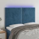 LED Kopfteil Dunkelblau 144x5x118/128 cm Samt