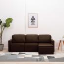 Modulares 3-Sitzer Schlafsofa Braun Kunstleder