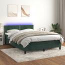 Boxspringbett mit Matratze & LED Dunkelgrün 140x190 cm Samt