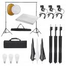 Fotostudio-Set mit Beleuchtung, Hintergrund und Reflektor