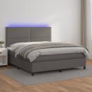 Boxspringbett mit Matratze & LED Grau 140x190 cm Kunstleder