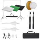 Fotostudio-Set mit Beleuchtung, Hintergrund und Reflektor