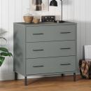 Sideboard OSLO mit 3 Schubladen Grau 77x40x79,5 cm Massivholz