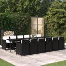 13-tlg. Garten-Essgruppe mit Kissen Poly Rattan Schwarz