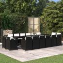 17-tlg. Garten-Essgruppe mit Kissen Poly Rattan Schwarz