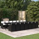 15-tlg. Garten-Essgruppe mit Kissen Poly Rattan Schwarz