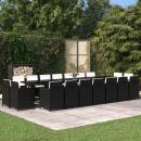 19-tlg. Garten-Essgruppe mit Kissen Poly Rattan Schwarz