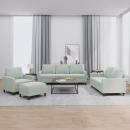 4-tlg. Sofagarnitur mit Kissen Hellgrau Samt