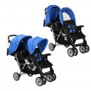 Tandem-Kinderwagen Stahl Blau und Schwarz 