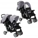 Tandem-Kinderwagen Stahl Grau und Schwarz 