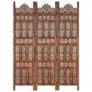 3-tlg. Raumteiler Handgeschnitzt Braun 120×165 cm Mangoholz