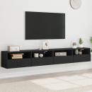 TV-Wandschränke 2 Stk. Schwarz 100x30x30 cm Holzwerkstoff