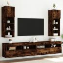 TV-Schränke mit LED-Leuchten 2 Stk. Räuchereiche 30,5x30x90 cm