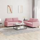 2-tlg. Sofagarnitur mit Kissen Rosa Samt