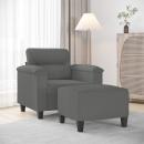 Sessel mit Hocker Dunkelgrau 60 cm Mikrofasergewebe