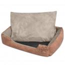 Hundebett mit Kissen PU Kunstleder Größe XL Beige