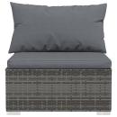 4-Sitzer-Sofa mit Kissen Grau Poly Rattan