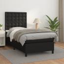 Boxspringbett mit Matratze Schwarz 90x200 cm Kunstleder