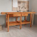 Werkbank mit Schubladen Schraubstöcken 192x62x83 cm Akazienholz