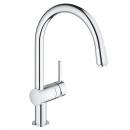 GROHE Minta 32918 Einhand-Spültischbatterie, DN 15, Hochdruck, C-Auslauf, EcoJoy, herausziehbarer Mousseurauslauf, chrom (3291800E)