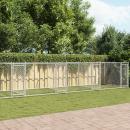 Hundezwinger mit Türen Grau 12x2x1,5 m Verzinkter Stahl