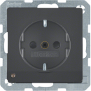 ARDEBO.de Berker 41096086 Steckdose SCHUKO mit LED-Orientierungslicht und erhöhtem Berührungsschutz, Q.1/Q.3, anthrazit samt, lackiert