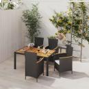 5-tlg. Garten-Essgruppe mit Kissen Poly Rattan Schwarz
