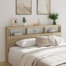 LED-Kopfteil mit Ablagen Sonoma-Eiche 200x17x102 cm