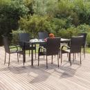 7-tlg. Garten-Essgruppe Schwarz Poly Rattan