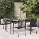 5-tlg. Garten-Essgruppe Schwarz Baumwollseil und Stahl