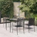 5-tlg. Garten-Essgruppe Schwarz Baumwollseil und Stahl