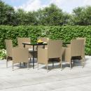 7-tlg. Garten-Essgruppe mit Kissen Beige und Schwarz