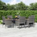 7-tlg. Garten-Essgruppe mit Kissen Grau und Schwarz