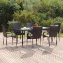 7-tlg. Garten-Essgruppe Schwarz Poly Rattan