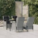 5-tlg. Garten-Essgruppe Hellgrau Poly Rattan