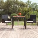 Gartentisch mit Holzplatte Schwarz 90x90x75 cm Poly Rattan