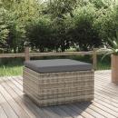 Gartenhocker mit Kissen Grau 55x55x30 cm Poly Rattan