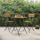 3-tlg. Bistro-Set Klappbar Massivholz Teak und Stahl