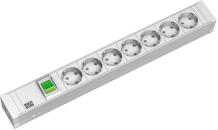 ARDEBO.de Bachmann 19 Zoll Steckdosenleiste 7x Steckdose 1x Schalter 1,5HE, weiß (333.000)