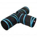 Katzentunnel 3-Wege Schwarz und Blau 90 cm Polyester